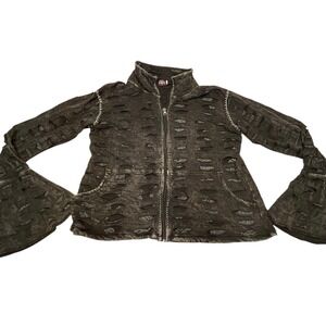 Grateful Dead Jacket XL Distressed Ripped Bell‎ Sleeve Embroidered Stealie Skull